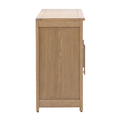 Elevated Rubber Wood and Oak Veneer Cabinet