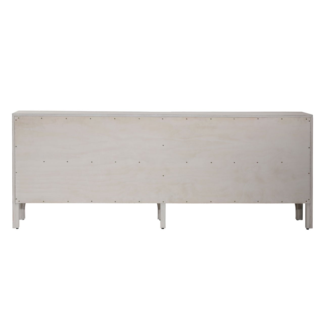 Light Grey Wash Rubber Wood and Oak Veneer Sideboard 88 in Wide