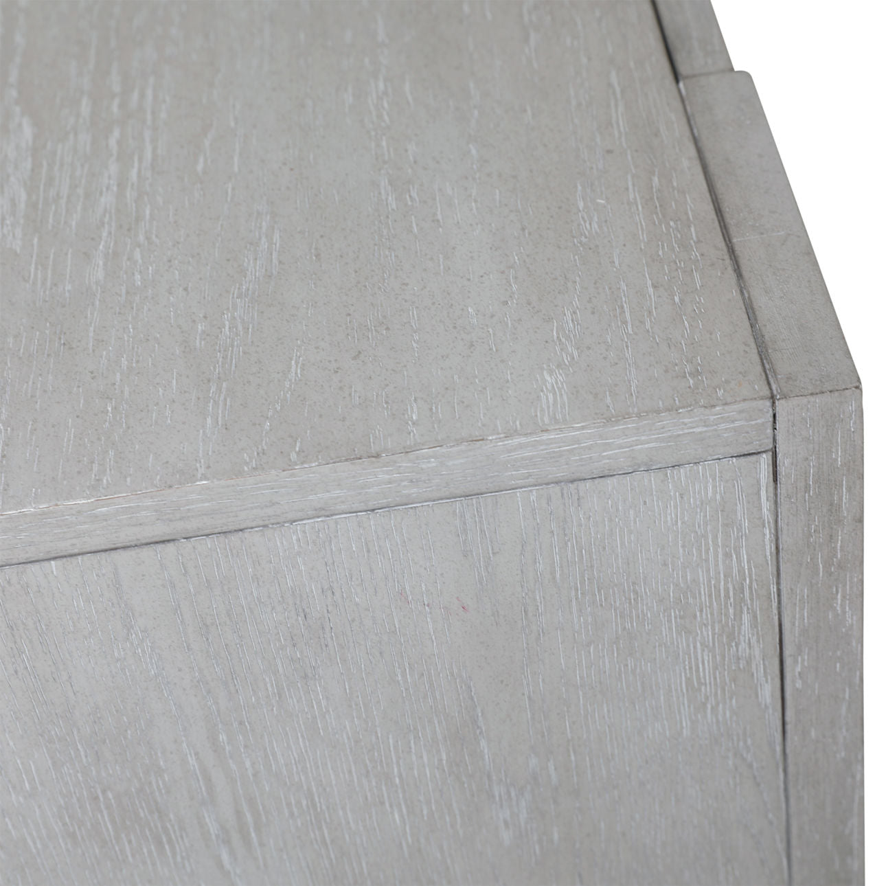 Light Grey Wash Rubber Wood and Oak Veneer Sideboard 88 in Wide