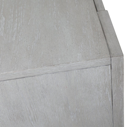 Light Grey Wash Rubber Wood and Oak Veneer Sideboard 88 in Wide