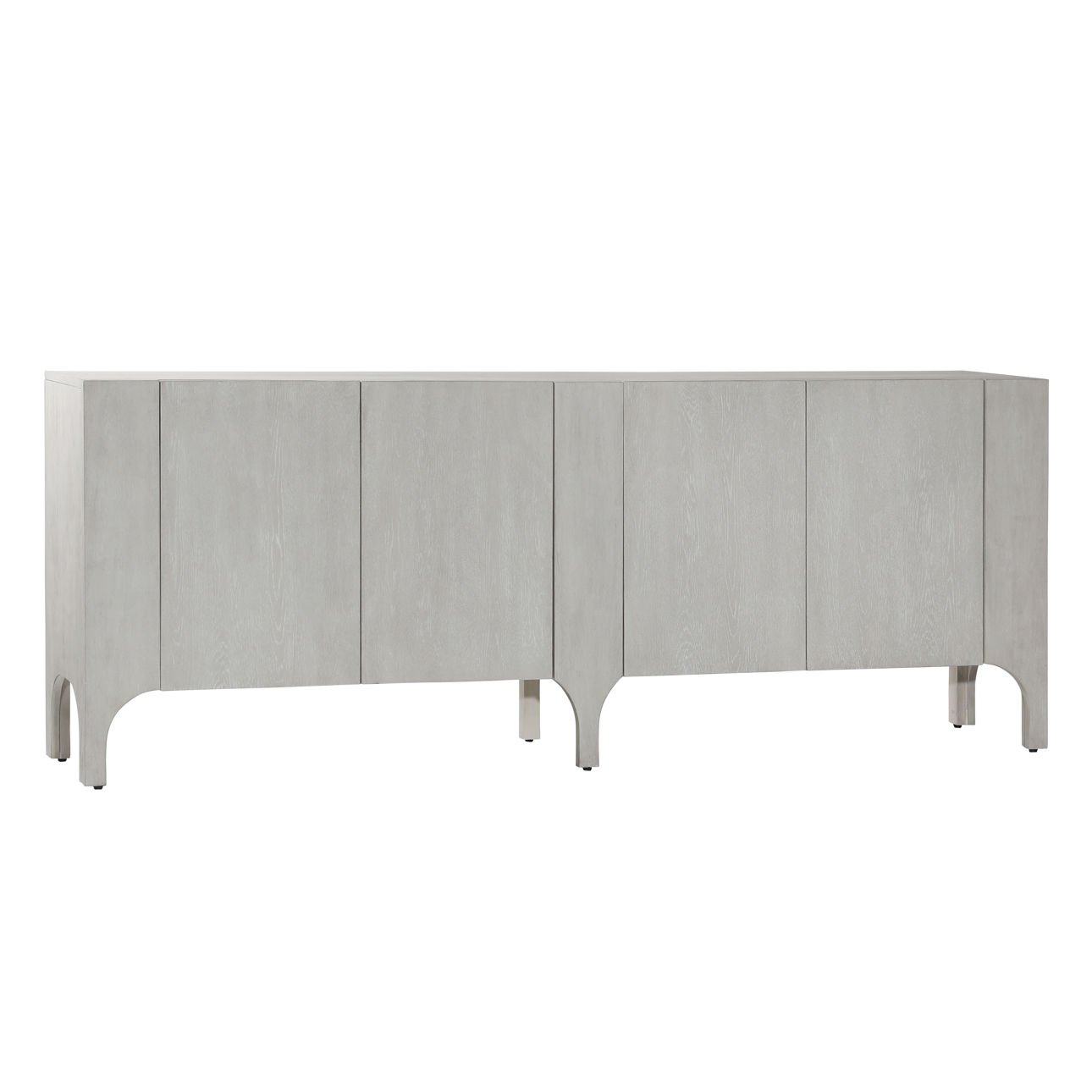Light Grey Wash Rubber Wood and Oak Veneer Sideboard 88 in Wide
