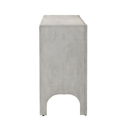 Light Grey Wash Rubber Wood and Oak Veneer Sideboard 88 in Wide