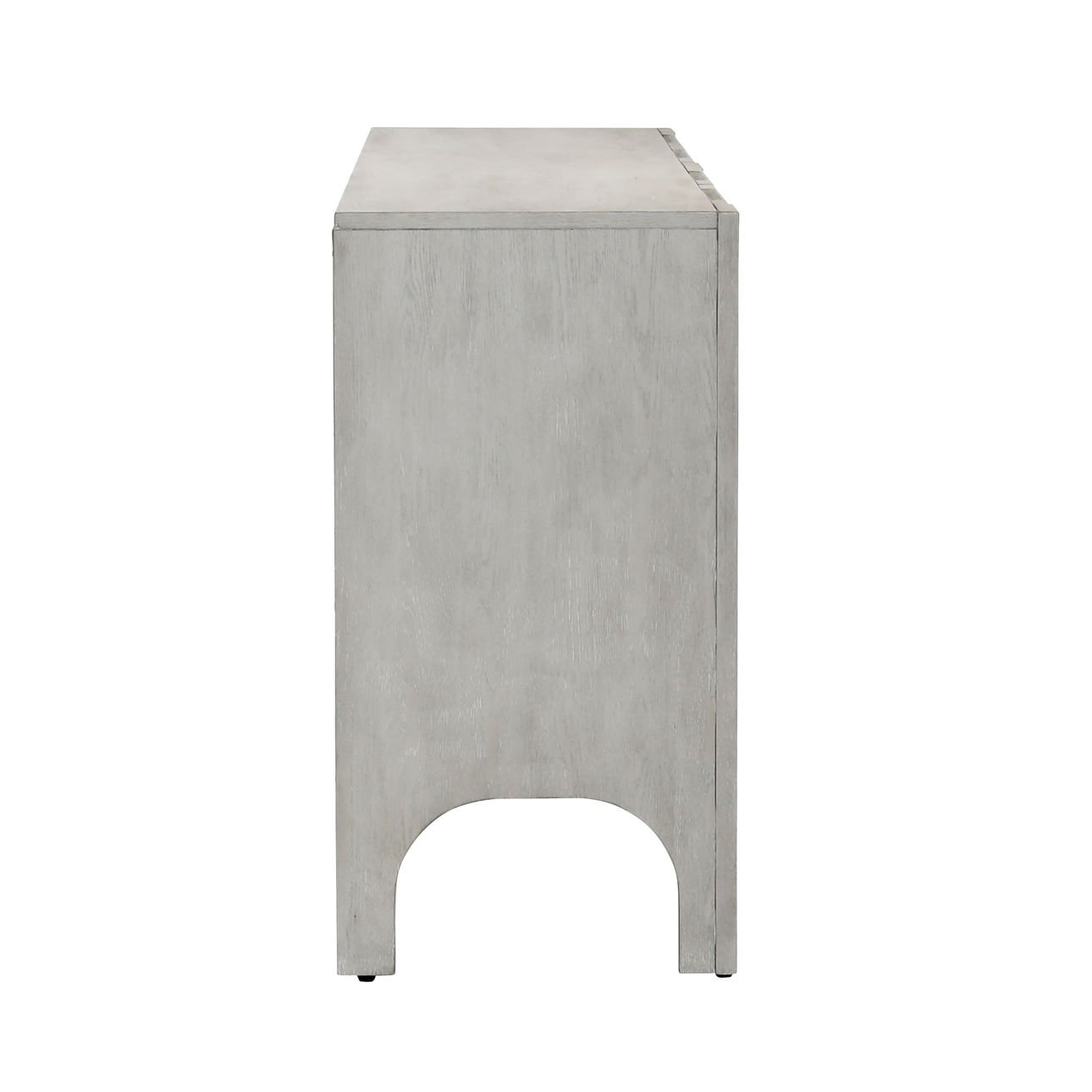 Light Grey Wash Rubber Wood and Oak Veneer Sideboard 88 in Wide