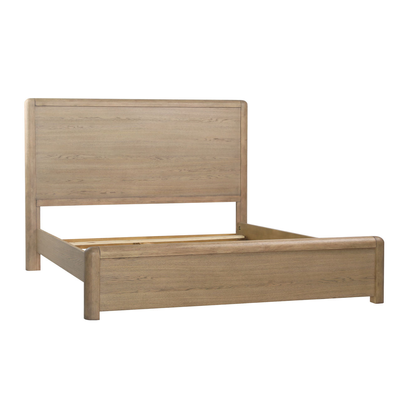 Natural Rubber Wood and Oak Veneer Bed 68 in Wide