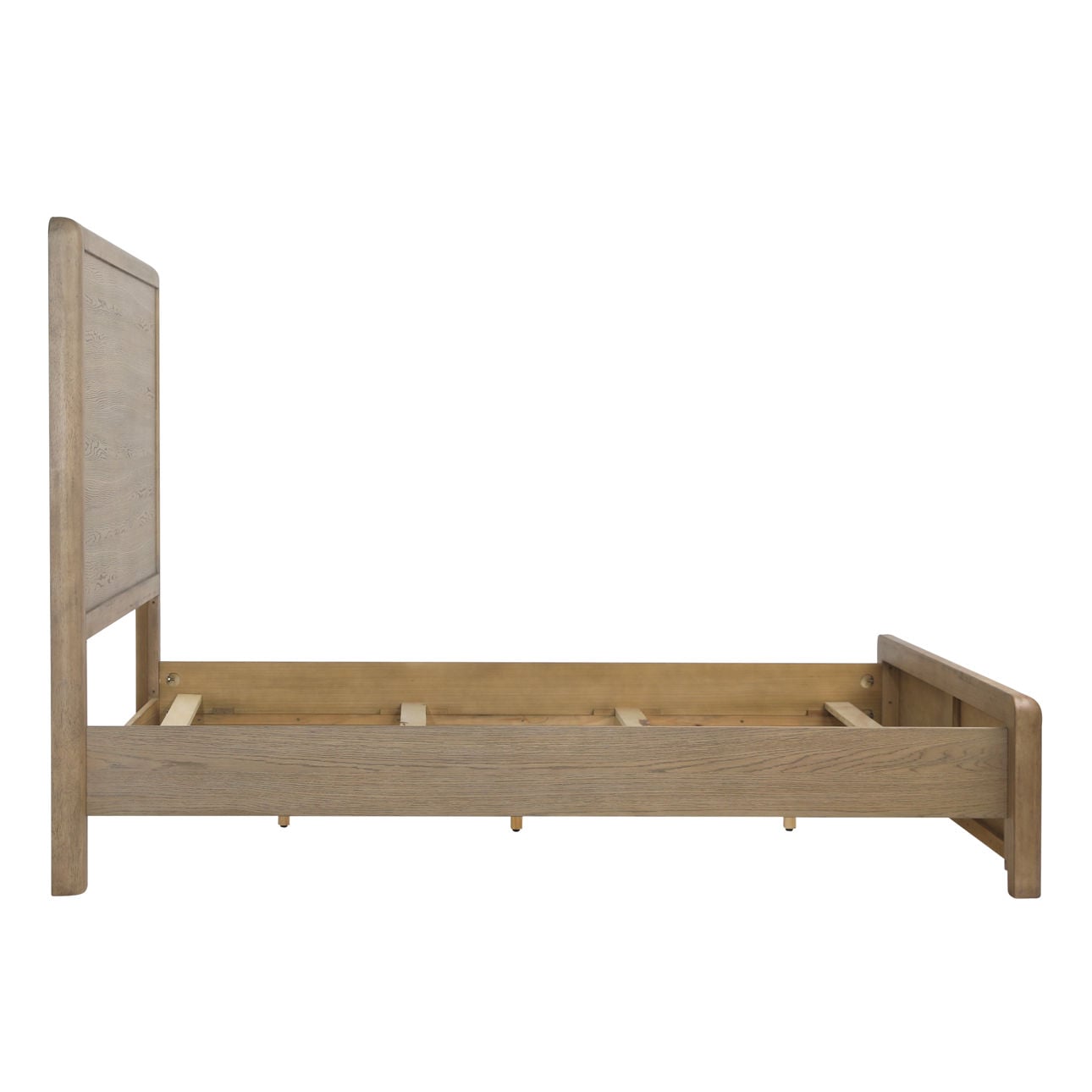 Natural Rubber Wood and Oak Veneer Bed 68 in Wide