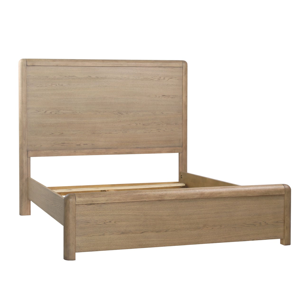 Natural Rubber Wood and Oak Veneer Bed 68 in Wide