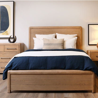 Natural Rubber Wood and Oak Veneer Bed 68 in Wide