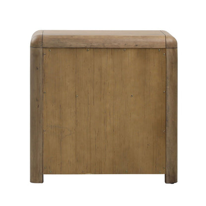 Natural Rubber Wood and Oak Veneer Nightstand 28 in Wide