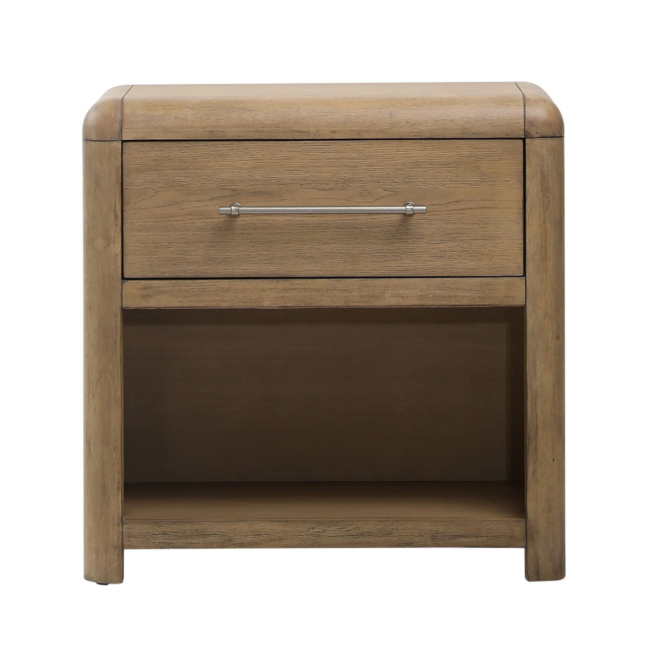 Natural Rubber Wood and Oak Veneer Nightstand 28 in Wide