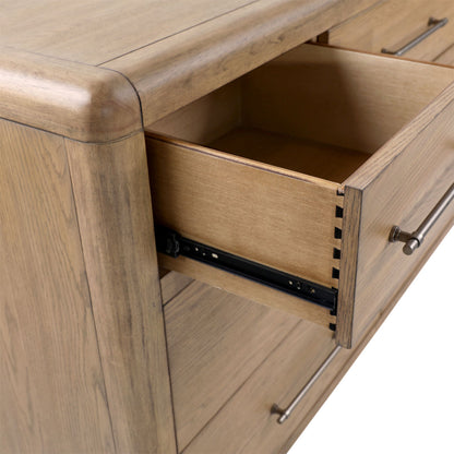 Natural Rubber Wood and Oak Veneer Dresser 68 in Wide