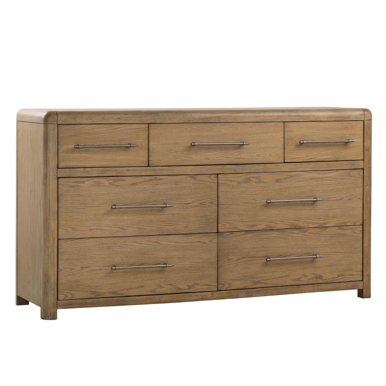 Natural Rubber Wood and Oak Veneer Dresser 68 in Wide