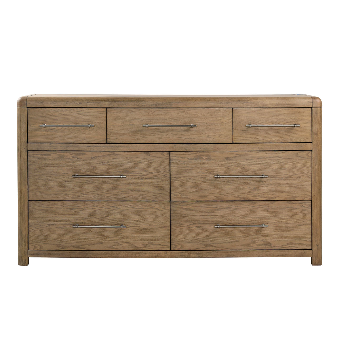 Natural Rubber Wood and Oak Veneer Dresser 68 in Wide