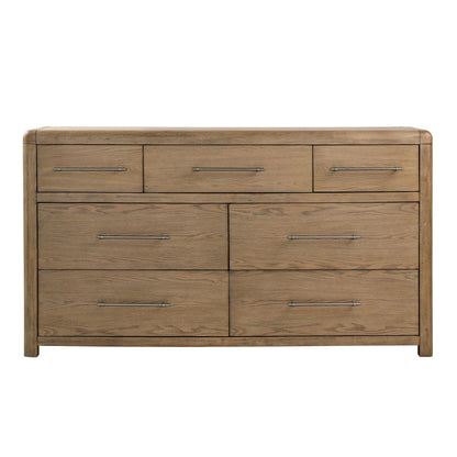 Natural Rubber Wood and Oak Veneer Dresser 68 in Wide