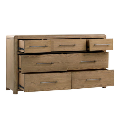 Natural Rubber Wood and Oak Veneer Dresser 68 in Wide