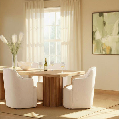 Natural Rubber Wood and Oak Veneer Table 106 in Wide