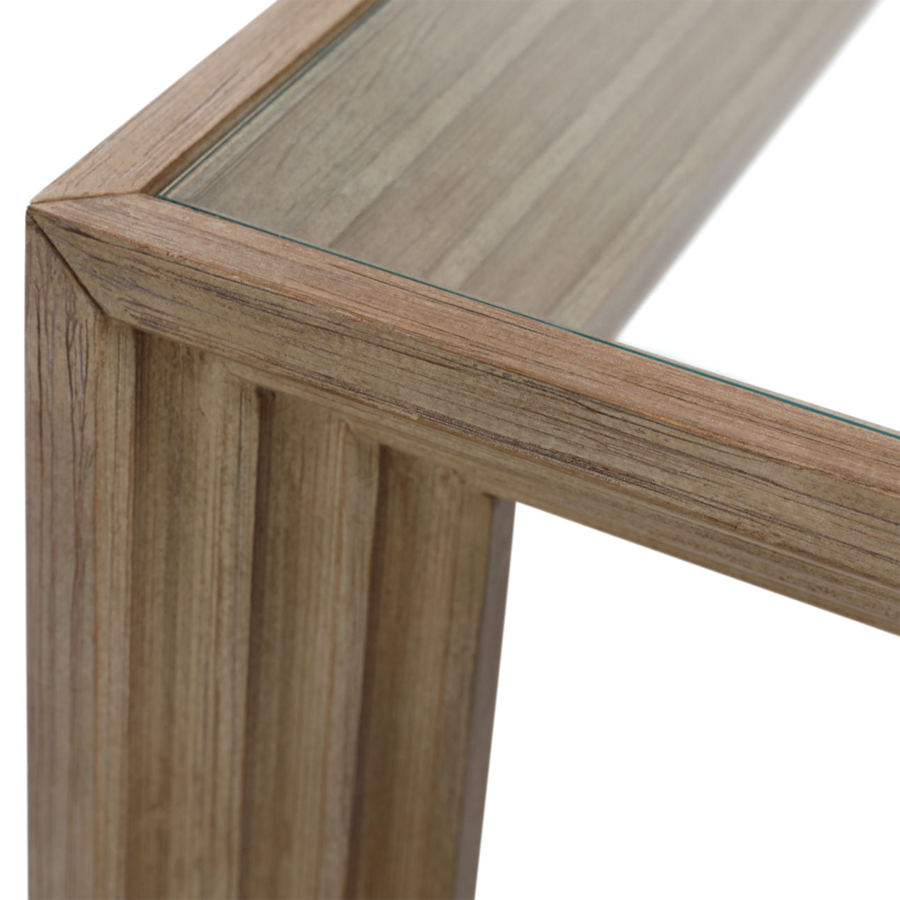 Light Warm Wash Finish Pine Wood and Glass Top Table 68 in Wide