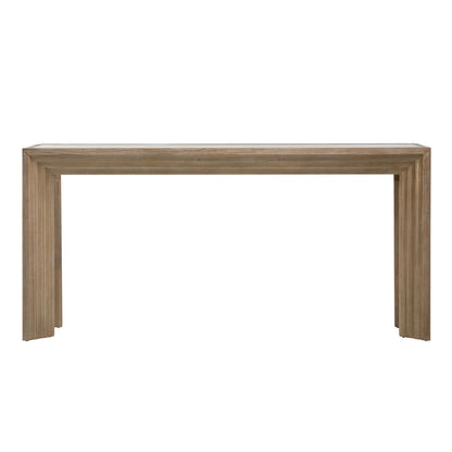 Light Warm Wash Finish Pine Wood and Glass Top Table 68 in Wide