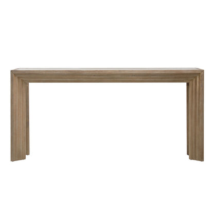 Refined Pine Wood and Glass Top Console Table