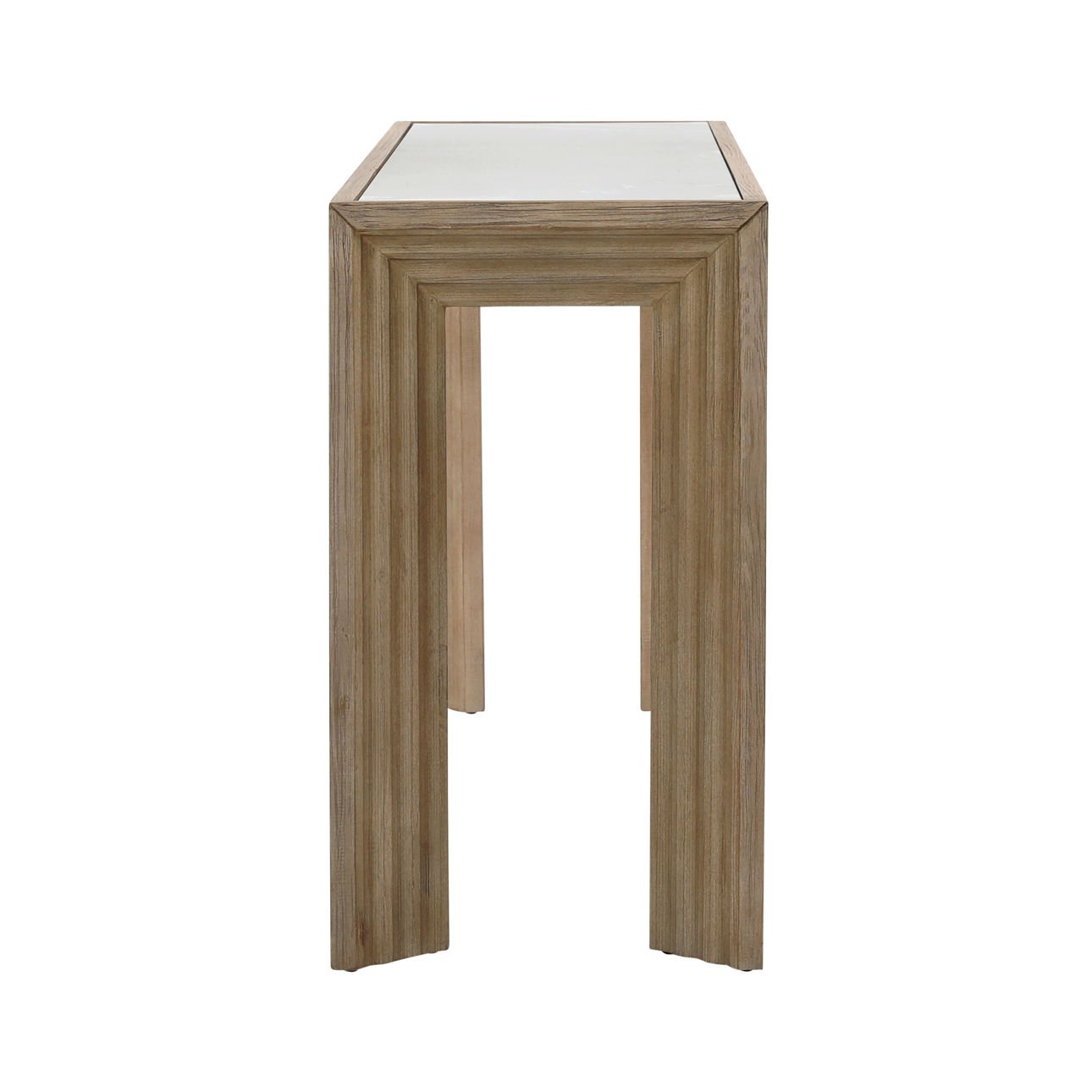 Light Warm Wash Finish Pine Wood and Glass Top Table 68 in Wide