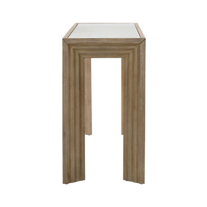 Light Warm Wash Finish Pine Wood and Glass Top Table 68 in Wide