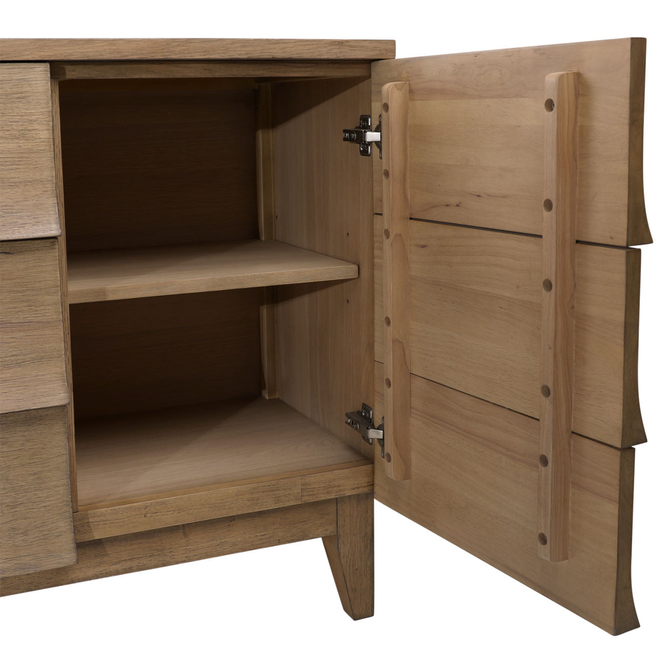 Natural Rubber Wood and Oak Veneer Sideboard 71 in Wide