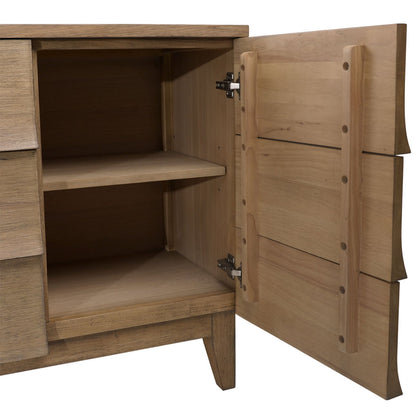 Natural Rubber Wood and Oak Veneer Sideboard 71 in Wide