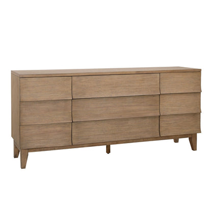 Natural Rubber Wood and Oak Veneer Sideboard 71 in Wide