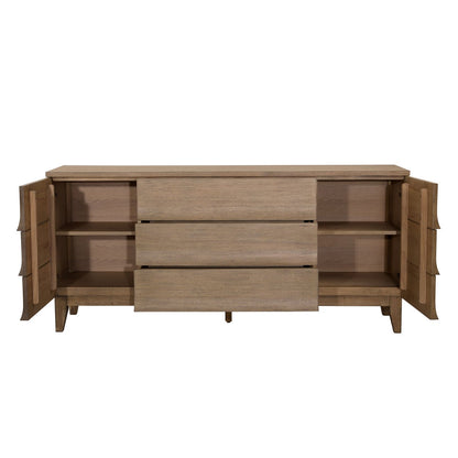Natural Rubber Wood and Oak Veneer Sideboard 71 in Wide