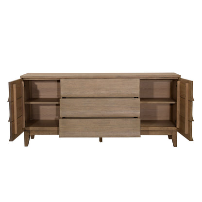 Natural Rubber Wood and Oak Veneer Sideboard 71 in Wide
