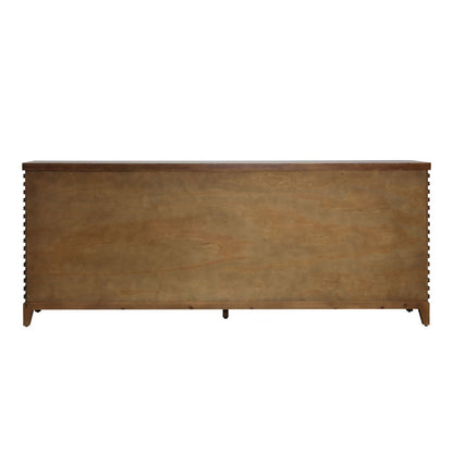 Medium Brown Acacia Wood and Veneer Sideboard 83 in Wide