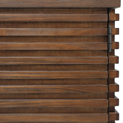 Medium Brown Acacia Wood and Veneer Sideboard 83 in Wide
