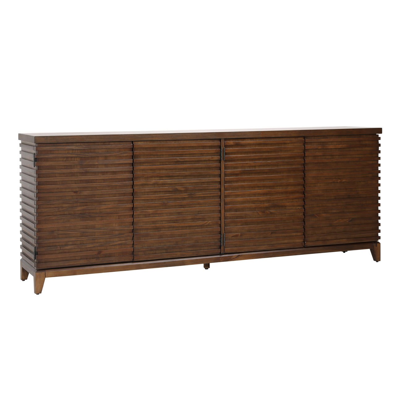 Medium Brown Acacia Wood and Veneer Sideboard 83 in Wide