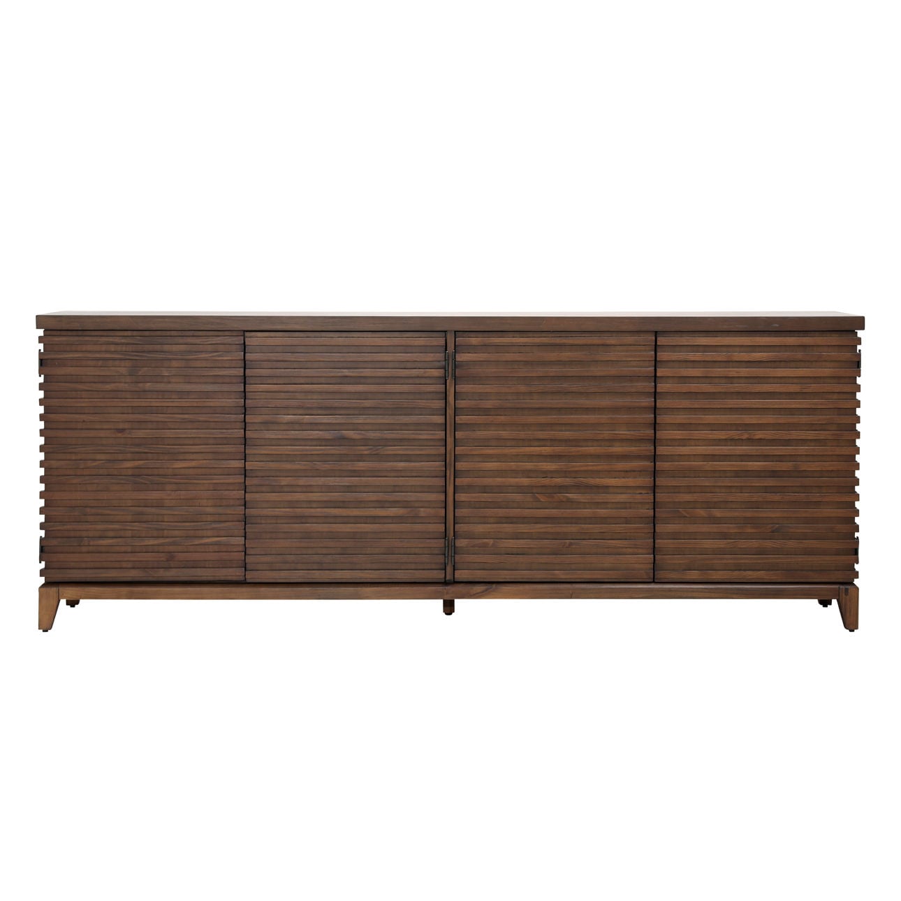 Medium Brown Acacia Wood and Veneer Sideboard 83 in Wide