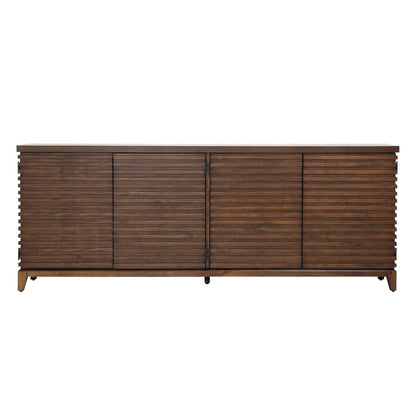 Medium Brown Acacia Wood and Veneer Sideboard 83 in Wide