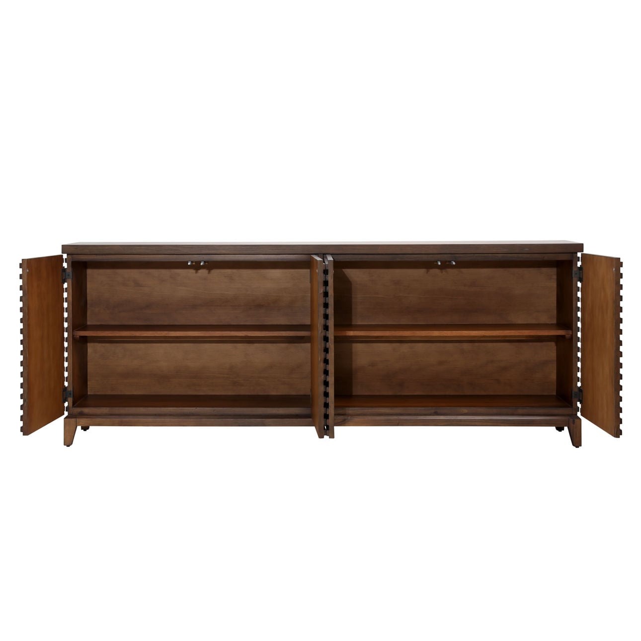 Medium Brown Acacia Wood and Veneer Sideboard 83 in Wide