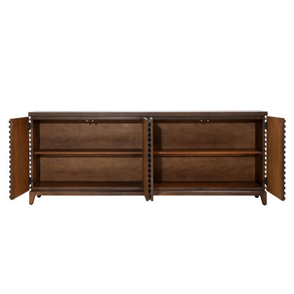 Medium Brown Acacia Wood and Veneer Sideboard 83 in Wide