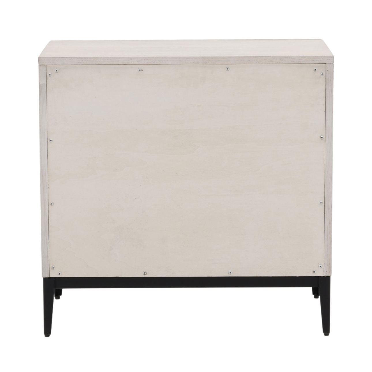 Light Grey and Black Rubber Wood, Oak Veneer and Iron Nightstand 29 in Wide