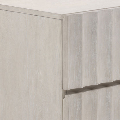 Light Grey and Black Rubber Wood, Oak Veneer and Iron Nightstand 29 in Wide