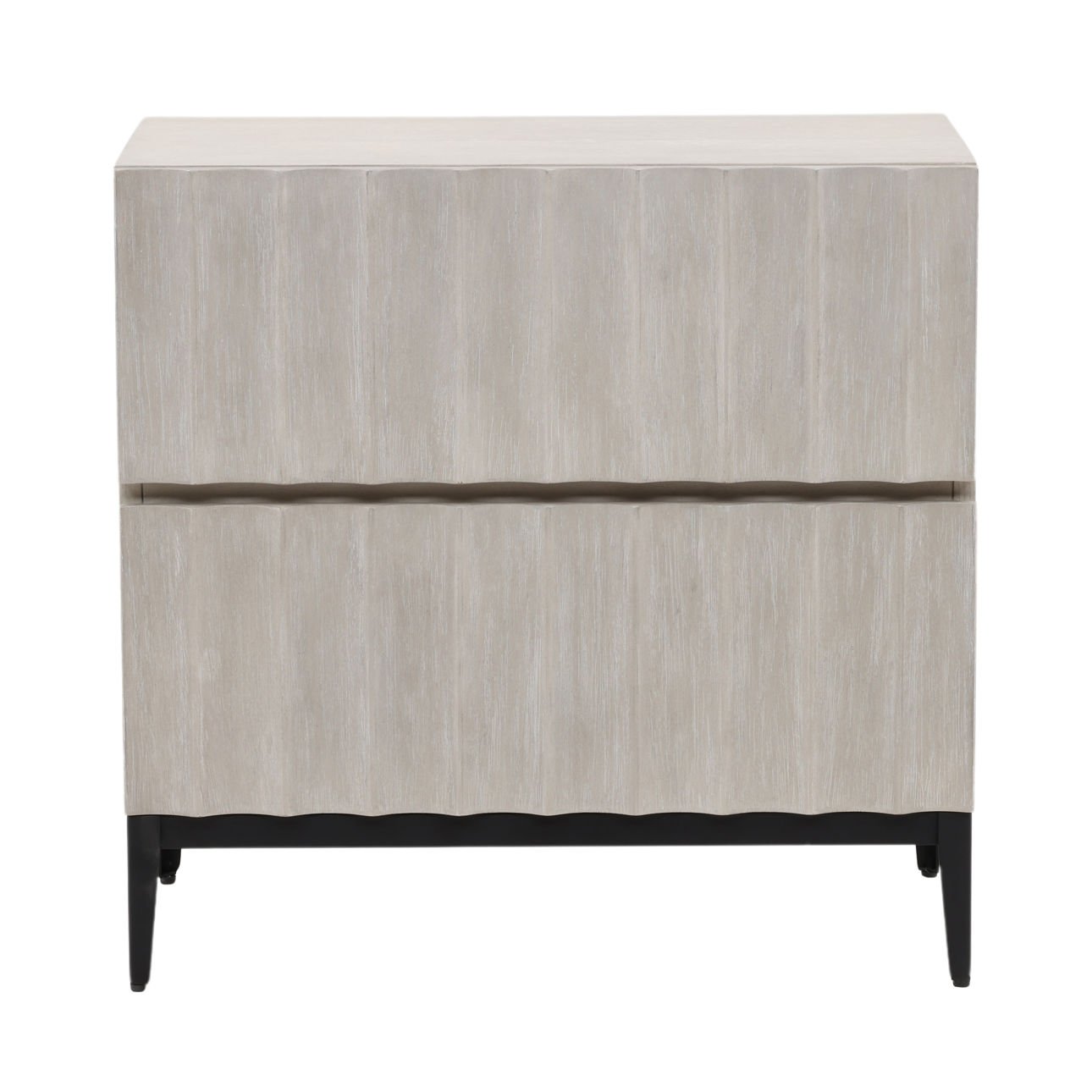 Light Grey and Black Rubber Wood, Oak Veneer and Iron Nightstand 29 in Wide