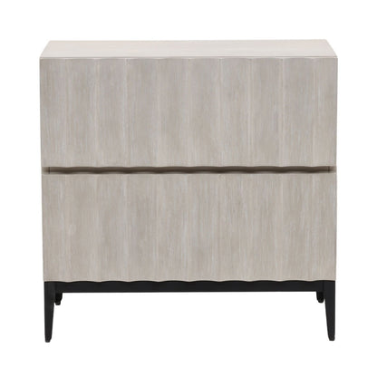 Light Grey and Black Rubber Wood, Oak Veneer and Iron Nightstand 29 in Wide