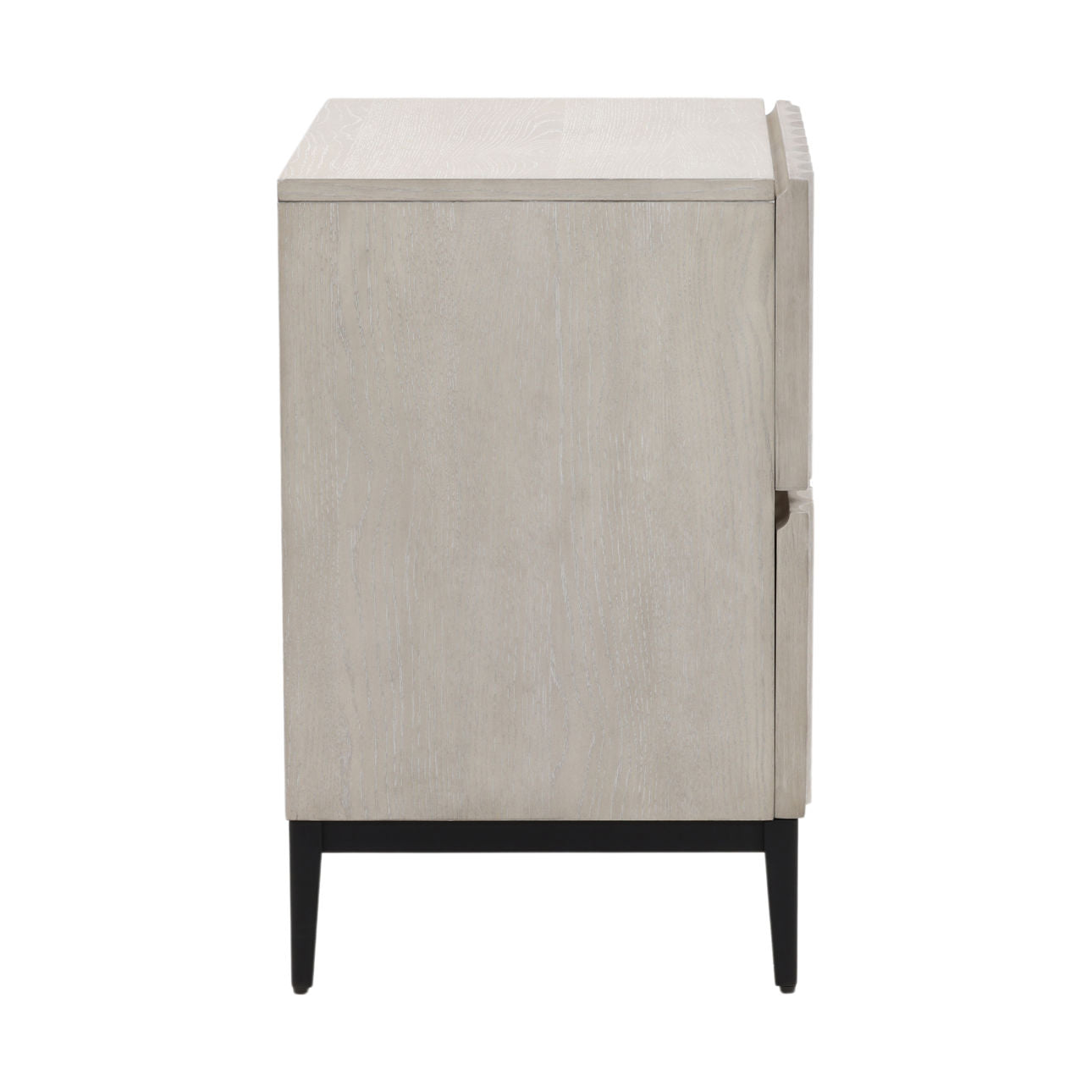 Light Grey and Black Rubber Wood, Oak Veneer and Iron Nightstand 29 in Wide
