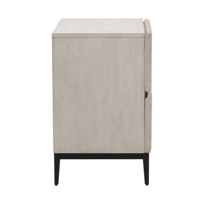Light Grey and Black Rubber Wood, Oak Veneer and Iron Nightstand 29 in Wide