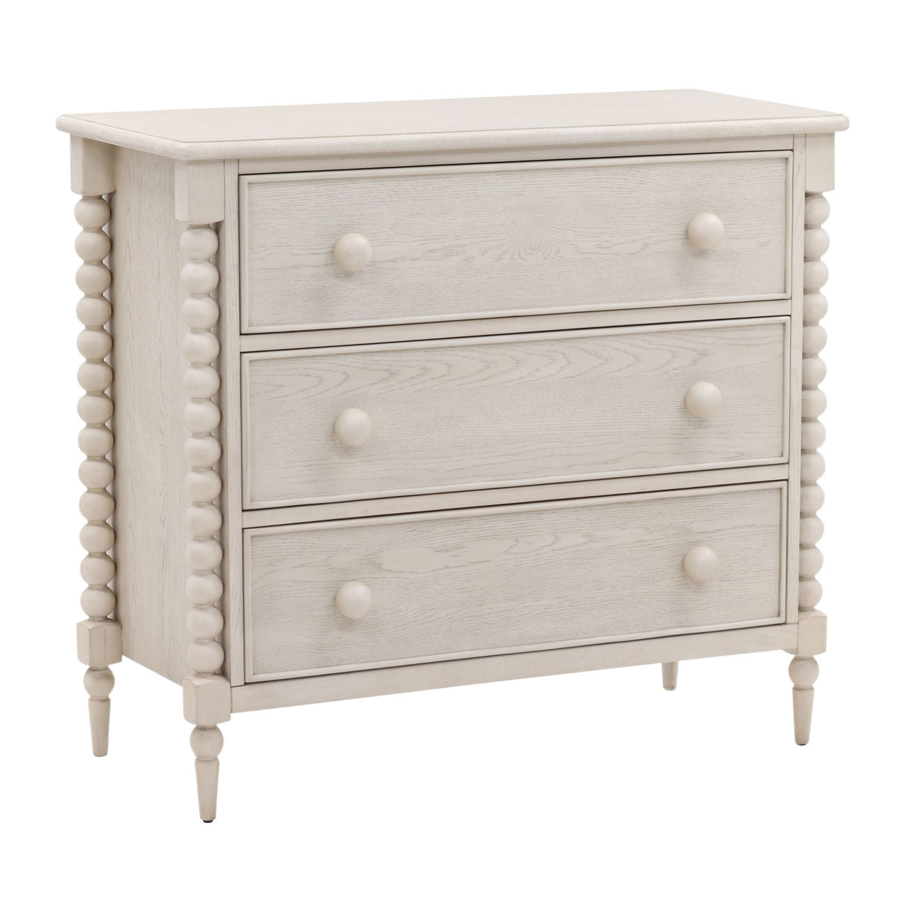 Whitewash Rubber Wood and Oak Veneer Dresser 40 in Wide