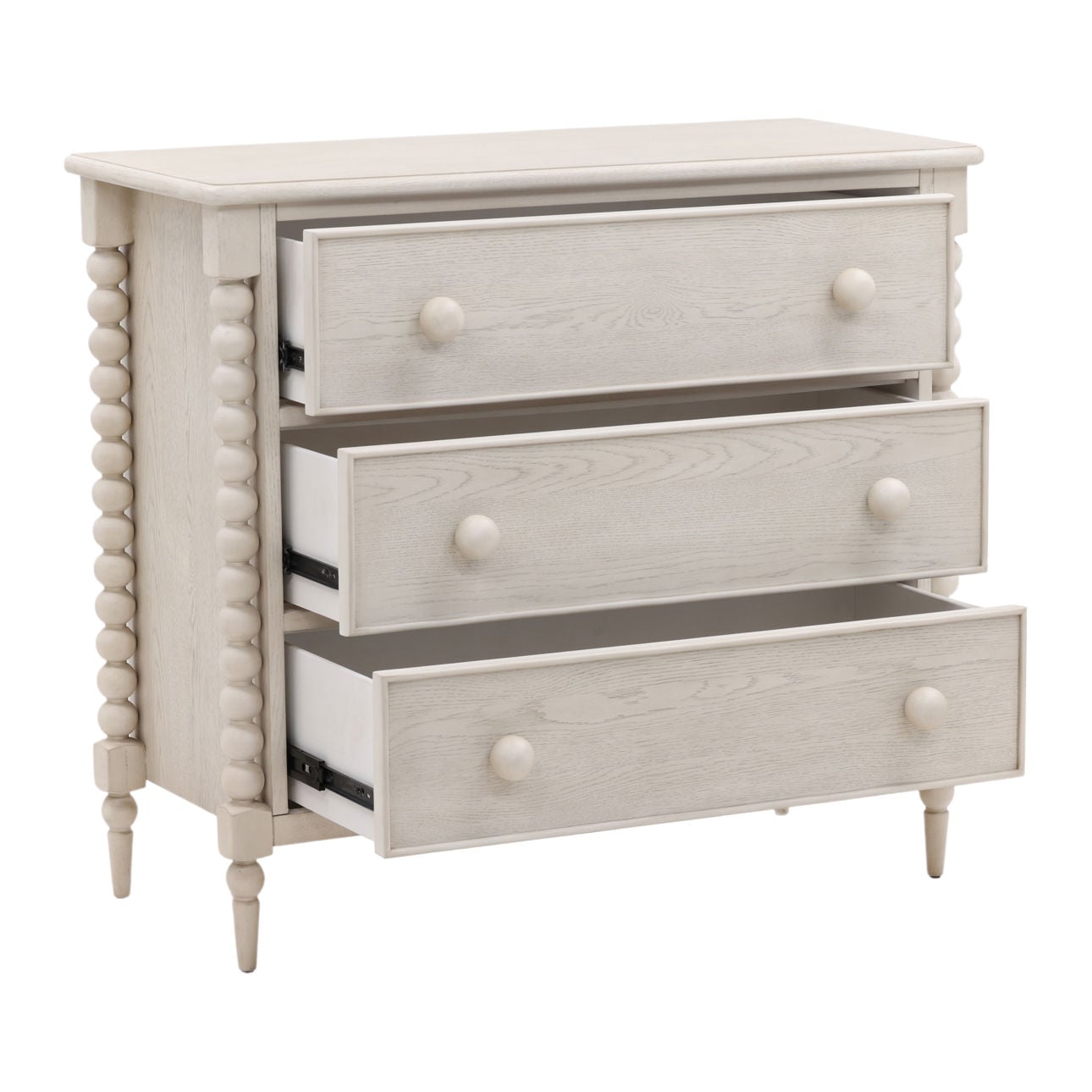 Whitewash Rubber Wood and Oak Veneer Dresser 40 in Wide
