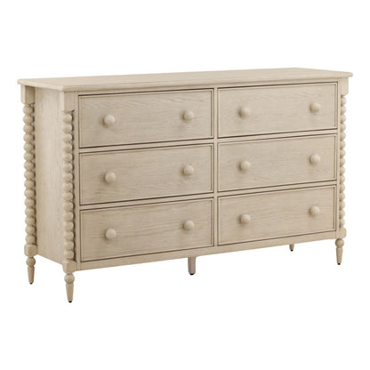 Whitewash Rubber Wood and Oak Veneer Dresser 40 in Wide