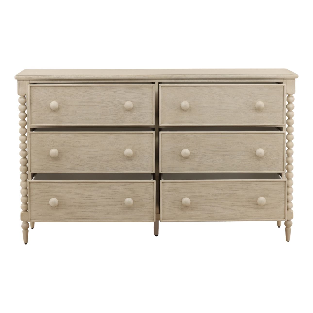Whitewash Rubber Wood and Oak Veneer Dresser 40 in Wide