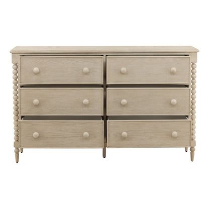Whitewash Rubber Wood and Oak Veneer Dresser 40 in Wide