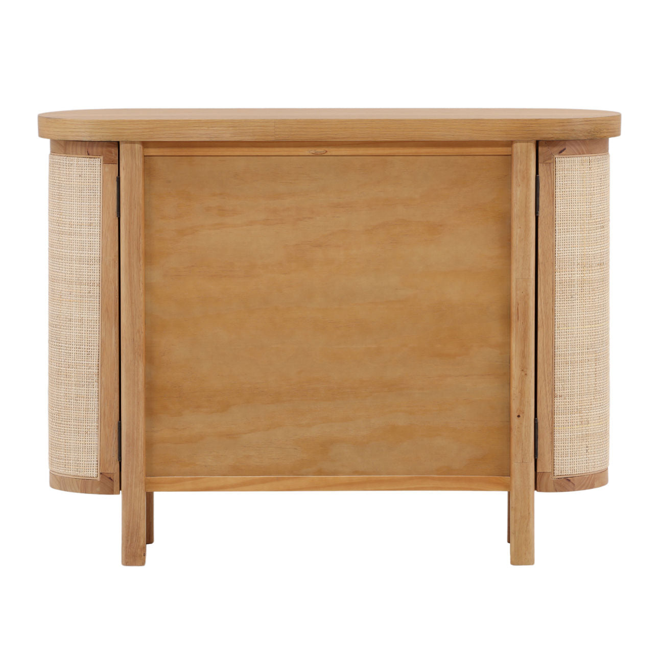 Natural Rubber Wood, Oak Veneer and Cane Sideboard 47 in Wide