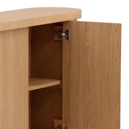 Natural Rubber Wood, Oak Veneer and Cane Sideboard 47 in Wide