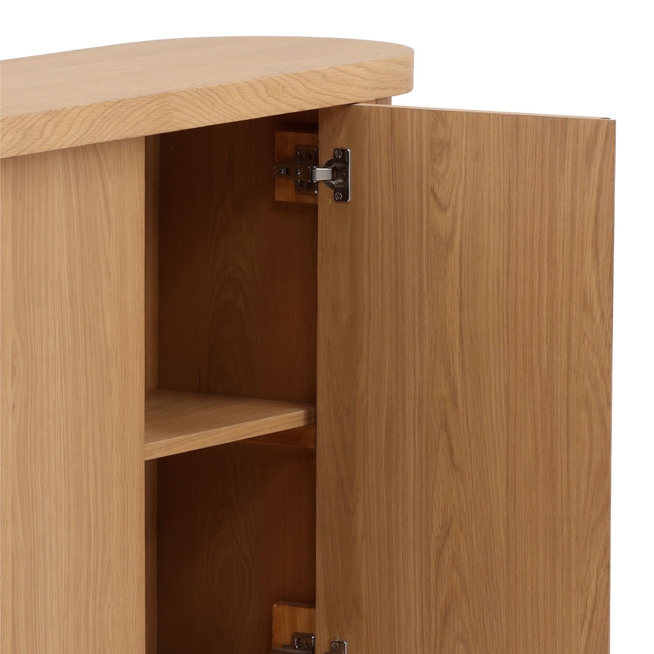 Natural Rubber Wood, Oak Veneer and Cane Sideboard 47 in Wide
